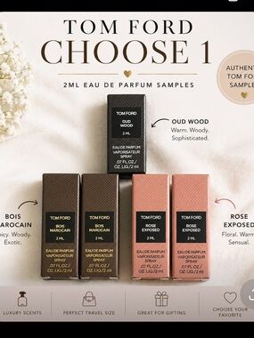 Tom Ford Perfume Samples 2ML – Oud Wood, Rose Exposed, Bois Marocain | Choose 1